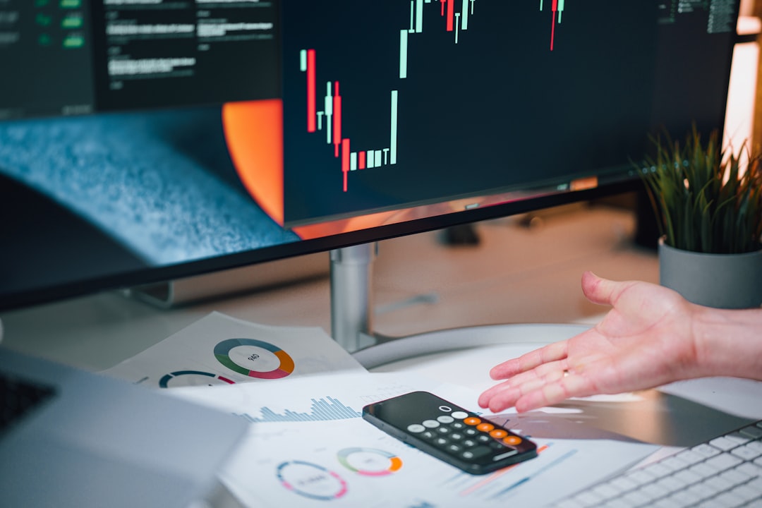 Hand pointing calculator. Business and finance.